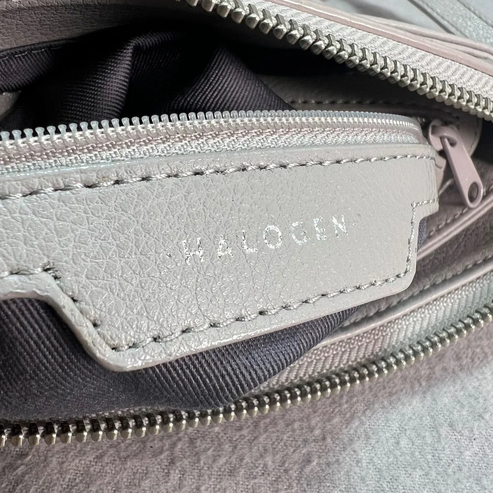 Halogen Crossbody Bag Gray Leather Chain Strap Minimalist Small
